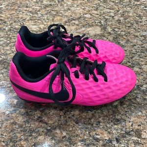 Girls Nike Legend 8 Tiempo soccer shoes.